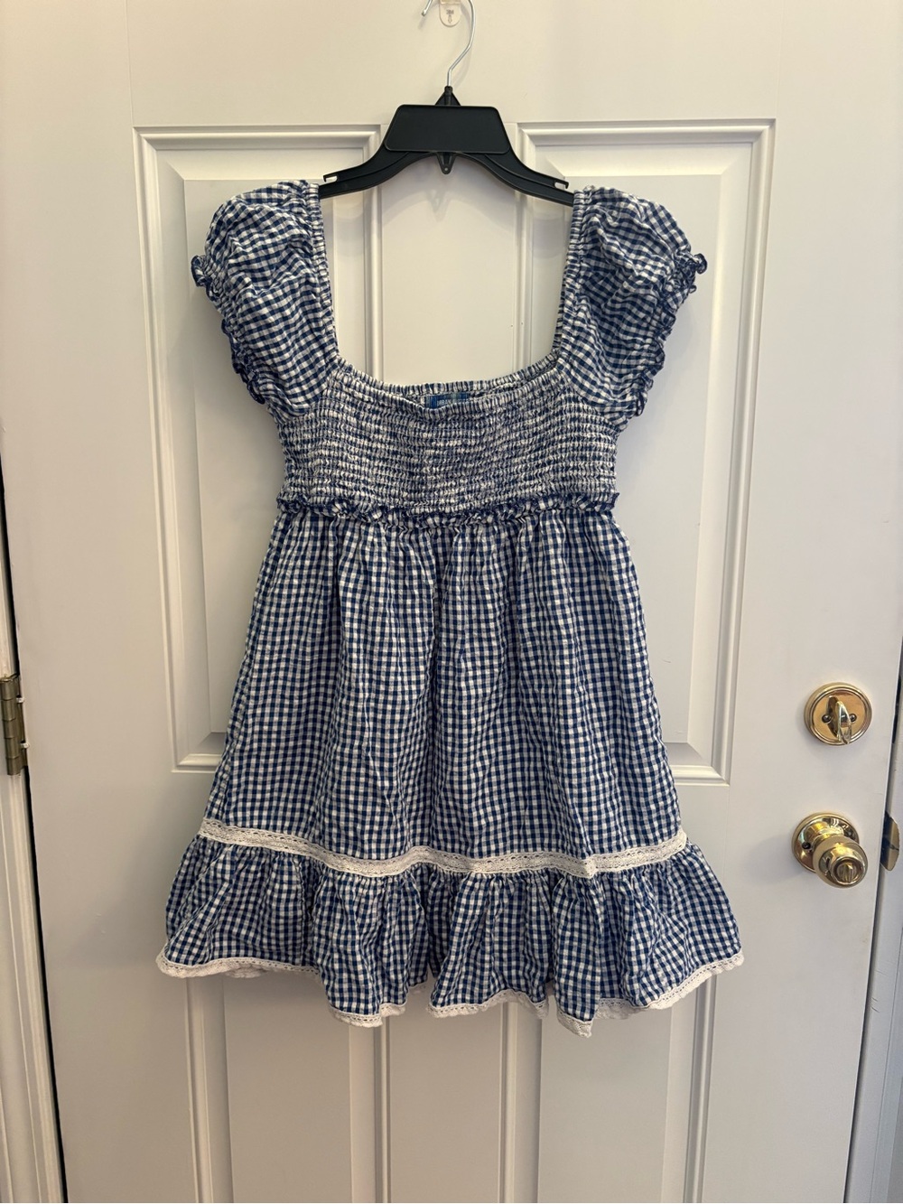 Urban Outfitters Blue Gingham Smocked Sundress